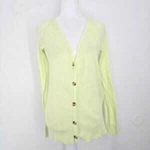 Eddie Bauer Yellow Green Long Tunic Lightweight Cardigan Women Size Medium